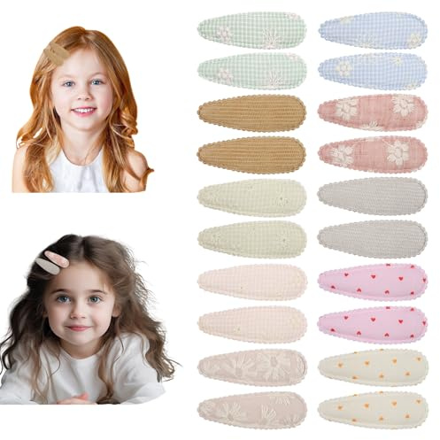 Lot de 20 barrettes à cheveux à imprimé floral pour filles, 10 motifs différents