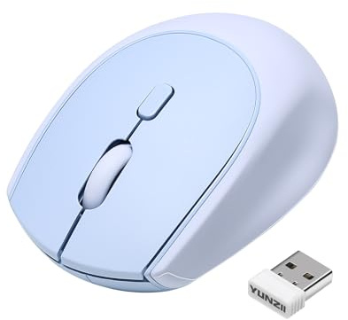 YUNZII C2 Wireless Mouse,2.4GHz Cute Silicone Noiseless Wireless Computer Mouse, Quiet Clicks, 3 Adjustable DPI, 1600 DPI Optical Tracking, Portable Ergonomic Mice for Laptop/PC/Mac (Blue)