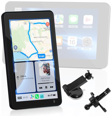 7 Zoll Carplay Display mit Wireless Carplay und Android Auto, Hoch und Querformat, Live-Navigation, Mirror Link, Bluetooth, Sprachsteuerung