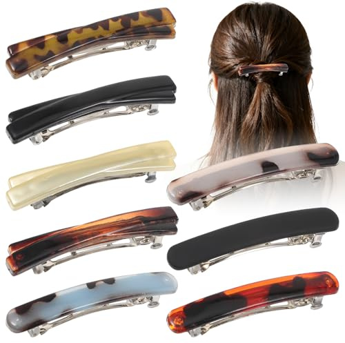 WLLHYF 8 Stück Haarspangen Automatischer Französische Vintage eleganter Haarspange Volumenclip Bunte Klassische Haarspangens Hair Clip für Mädchen Frauen feines Haar mitteldickes Haar
