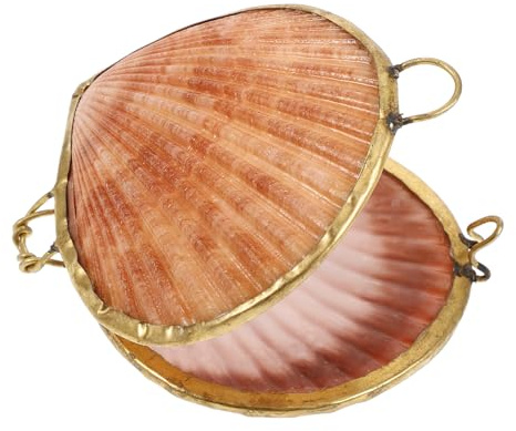 PAMINGONO Muschelförmige Schmuckdose aus Muschel für Ringe und Schmuck | Einschulung Deko, Leichte Ringaufbewahrung, Dekorativer Schmuckbehälter für Hochzeit und Valentinstag