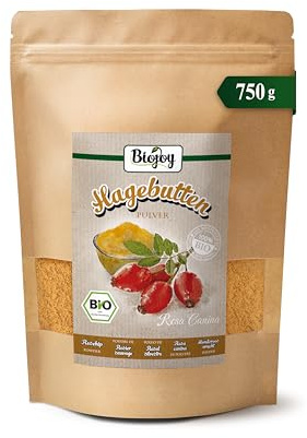 Biojoy BIO-Hagebuttenpulver (750 g), ganze Hagebutte schonend gemahlen (Rosa Canina)