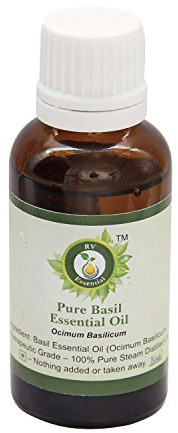 R V Essential Reines Basil Ätherische Öl 100ml (3.38 Unzen) - Ocimum Basilicum (100% reiner und natürlicher Dampf destilliert) Pure Basil Essential Oil