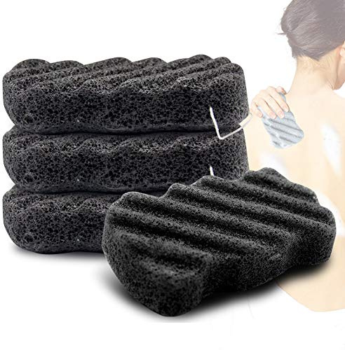 Konjac - Set di 4 spugne esfolianti per il viso in carbone di bambù, per uomini e donne (confezione da 4)