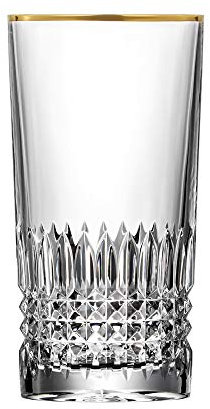 ARNSTADT KRISTALL Bicchiere da long drink in vetro soffiato a mano, realizzato a mano in Germania, con bordo in oro 24 carati