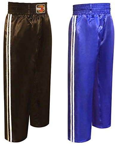 Maxx Pro Kickboxing Trouser Mix Martial Arts Clothing Training Satin Traditional (Black, M (30-32 waist))