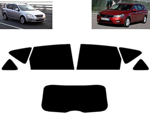 Passgenaue Tönungsfolie für-Kia Ceed 5-Türen Kombi 2006-2011 Heck/Seitenscheiben (05% Tiefschwarz)