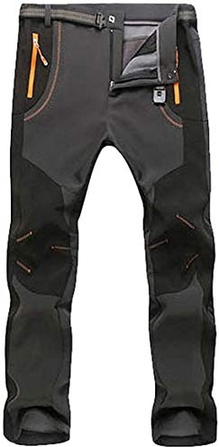 NXDRS Pantalones Forrados de Forro Polar Softshell de Invierno para el Aire Libre con Bolsillos con Cremallera