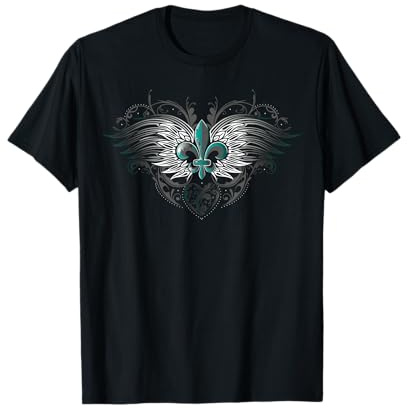 Fleur De Lis Design Flügel und Ornamente Geflügelte Lilie T-Shirt
