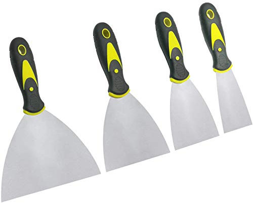 4Pack Paint Wallpaper Scraper Set，Stainless Steel Filler Knife Set with Plastic Handle, Rustproof Putty Knives, Wall Paint Scrapers, Filling Knife, Putty Knife Width with 40/75/100/150 mm