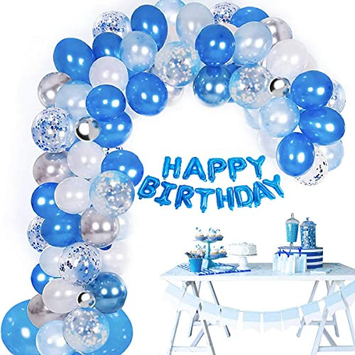 Luftballon-Girlande Blau & Weiß, Ballongirlande , Konfetti Luftballons,Luftballons Hochzeit,Latex Glitter Ballons,Helium Ballons Deko für Party,Geburtstags,Hochzeit,Jubiläum