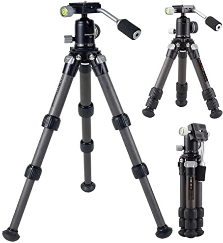 Carbon Fiber Tripod Tabletop Camera Tripod Metal Mini Tripod with 360 Degree Metal Ball Head with Handle for Camera and Phone,Compatible with Canon,Nikon,Sony Cameras.