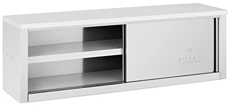 Royal Catering RCAT-150/40/50-C Edelstahl Hängeschrank 1500 x 400 x 500 mm 75 kg Tragkraft pro Fach Wandhängeschrank mit Schiebetüren Wandhängeschrank Hängeschrank Edelstahl