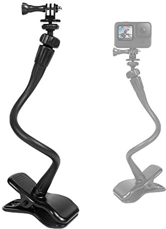 Flexible Jaws Clamp Mount for GoPro Webcam Stand Holder Desk Table Clip with 1/4” Screw Thread 360° Ball Head Compatible with Logitech Webcam/DJI Action Cameras