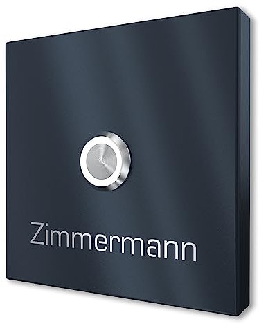 Placca per campanello da esterno in acciaio inox V2A con incisione di Graviers Design - Verniciatura a polvere in RAL 7016 - Pulsante campanello a LED - Made in Germany