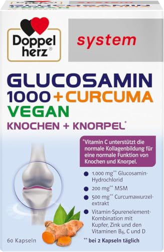 Doppelherz system Glucosamin 1000 + Curcuma Vegan Kapseln für Knochen und Knorpel, 60 St. Kapseln