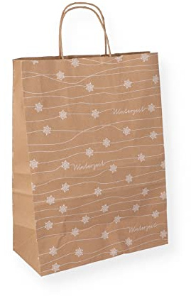 der-verpackungs-profi GmbH 50 Stück Papiertragetaschen braun Weihnachten Winterzeit (26+12x35cm)