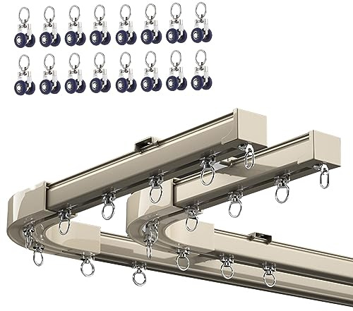 LIYI929GP Robusto Binario per Tende da Esterno Bastone per Tenda Singolo/Doppio Binario, Montaggio A Soffitto/Parete, 3m 4m 5m con Connettore Dedicato, Liscio E Senza Ostacoli, Facile da Installare