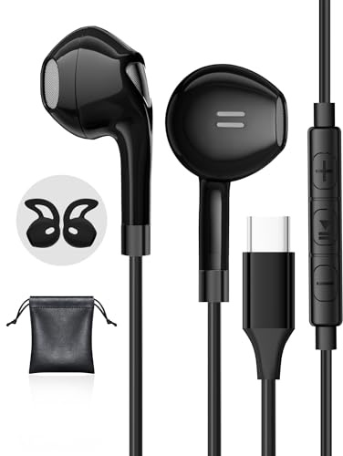 USB C Kopfhörer für Samsung Galaxy S23 S22 Ultra S24 S21 FE A55 A56 A16 A54 5G,In-Ear USB C Kopfhörer mit Mikrofon USBC Headset mit Kabel Ohrhörer für iPhone 15 16 Pixel 8 7a Pro iPad Air 5,Huawei