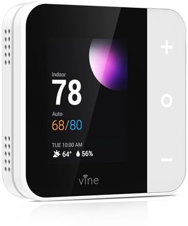 Vine Thermostat for Home with Touchscreen Color Display, WiFi Smart Thermostat Compatible with Alexa and Google Assistant, 7day/8period Programmable, Energy Saving, C-Wire Required, Screen Size 2.8