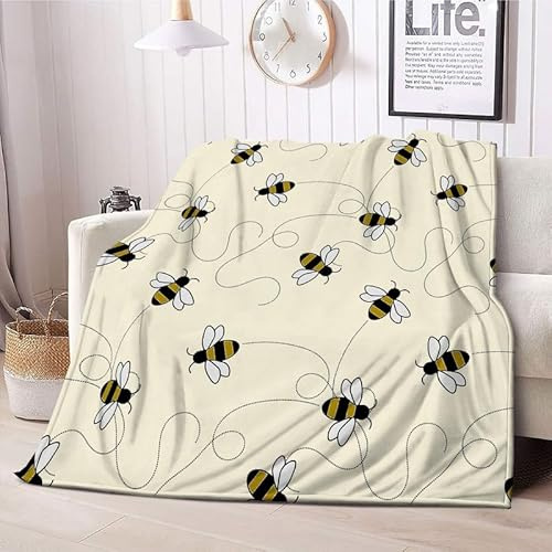 Boceoey Bee Fleece Blanket King Size Throws for Sofas Large, Fluffy Blanket for Bed, Throw Blanket for Bedroom, Couch, Office, Warm Flannel Home Decoration Blankets 270x230 cm