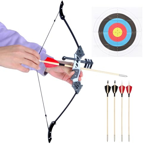 Mini Recurve Bogen und Pfeil Set Taschenbogen für Jugendliche und Erwachsene Set Mini Bogenschießen mit Pfeil und Zielpapier (normales Modell)