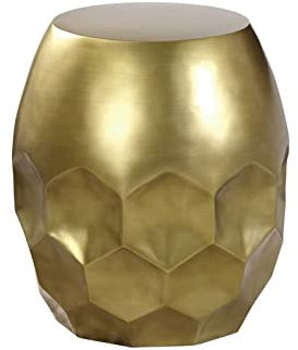 MOOWI Kaffee-Endtisch Trommelförmiger Akzent-Beistelltisch, komplett montiert, Kleiner Couchtisch, Nachttisch und Nachttisch, for Wohnzimmer und Schlafzimmer Beistelltisch (Color : Gold)