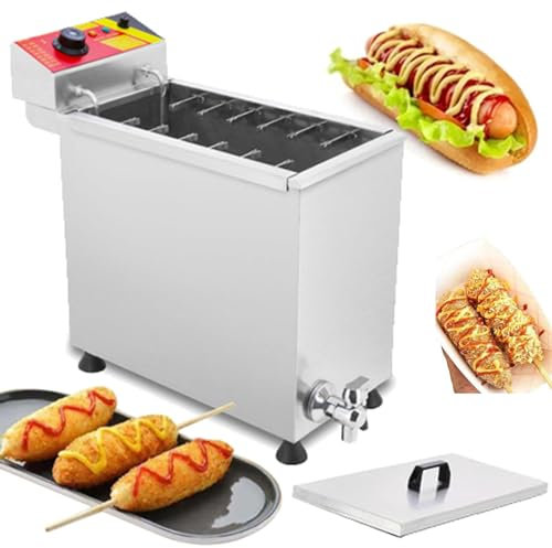 DOZPAL 25L Cheese Hot Dog Stick Machine, Electric Deep Hot Corn Dog Fryer Snack Machines Maker for Commercial/Home, Temperature Adjustable