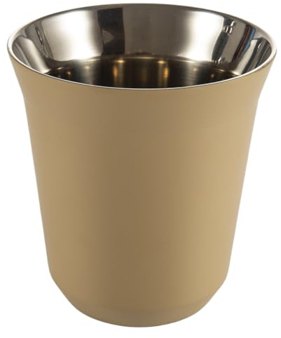 Dianoo 160ml Stainless Steel Espresso Cup, Small Metel Insulated Cup, Double Wall Thermally Insulated Drinking Cups, Capsule Coffee Mug, Beige