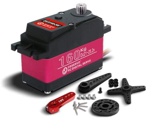 ANNIMOS 24V 160kg Robot Servo Motor Double-Shaft with U Mount Bracket Full Metal Gear Large High Torque Steering Digital Servos for RC Plane Quadcopter Helicopter Robotic Arm DIY