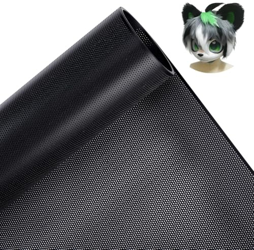 BENECREAT Rete per Occhi Personalizzata in PVC Nero Sublimato, 100x30cm Rete Impermeabile da 0,3mm Stampabile per Furries Cosplay, Accessori, Fursuits, Creazione Artigianale, Foro: 0,8mm