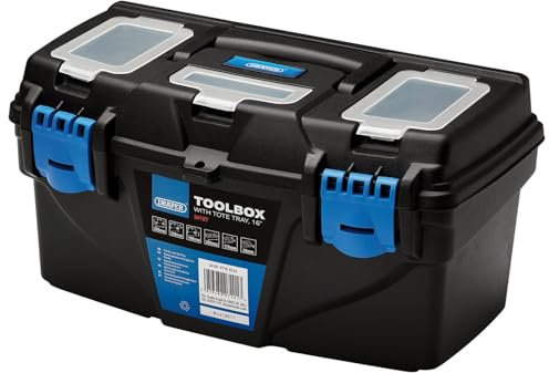 Draper 24197 Caja de herramientas de plástico con bandeja de mano, 16 pulgadas