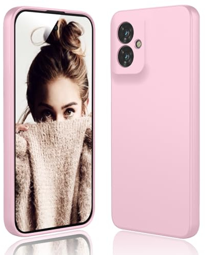 DESSEN Funda para Motorola Moto G55 5G Capa - Líquida Silicona Carcasa Antigolpes Protector Móvil Case Cover Suave Delgada Bumper con Forro de Microfibra Antiarañazos, Rosa