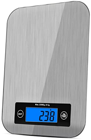 IMIKEYA 10kg Bilancia Cucina Digitale Acciaio Inossidabile Con Funzione Di Tare Alta Precisione Per Ingredienti Da Forno Display Lcd Facile Da Leggere Per Cucine Professionali e Domestiche