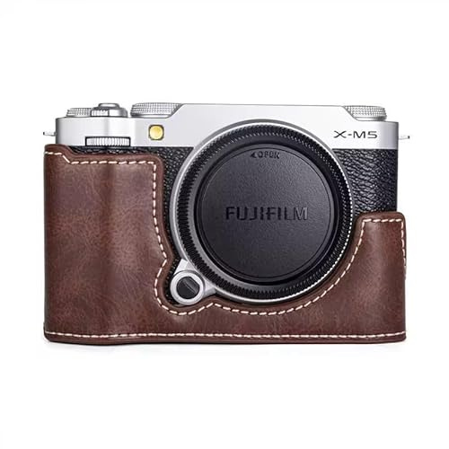 MUZIRI KINOKOO Fuji X-M5/XM5 Tasche, PU-Leder Halb Schutzhülle für Fuji XM5/X-M5 Digitalkamera mit Öffnung unten und Handgriff-Design - Coffee