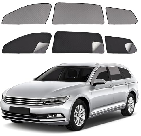 Parasol Coche para VW Passat B8 Variant 2016-2022 Ventanas Lateral 6 Piezas | XCBYT, 2 en 1: Parasol y Mosquitera para Coche, Magnética, Privacidad y Ventilación para Camping y Dormir en Coche, Anti UV