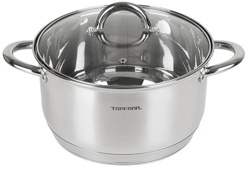 Edelstahl Kochtopf 18cm mit Glasdeckel Topf Suppentopf Universaltopf Induktion 2L