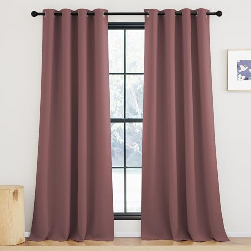 KGORGE Thermovorhang Hitzeschutz Blickdichte Vorhänge mit Ösen | Altrosa,2er Set,245 x 140 cm(HxB),Thermo Vorhang gegen Hitze,Verdunkelung,Sonnenschutz,für Schafzimmer/Wohnzimmer