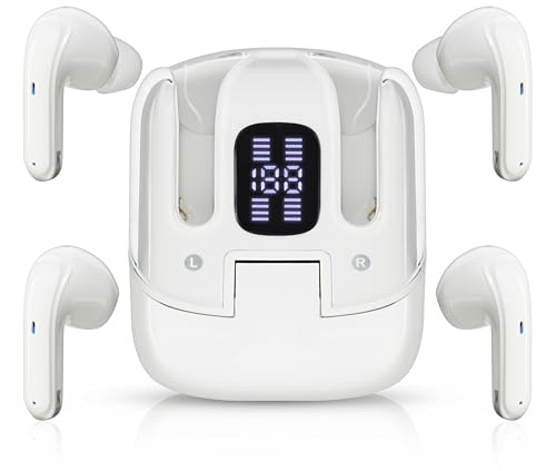 KLYX9 Auriculares Dobles Inalambricos - 4 en 1 Caja Carga Dual 80H Bateria - Cascos Bluetooth - Audífonos Bluetooth - Auriculares - Correa Magnetica Regalo
