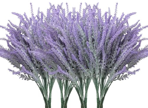 QINGYIWL Lavendel Künstlich 12 Stück Kunstblumen Wie Echt, Kunstpflanze | Outdoor Wetterfest Künstliche Blumen für Draußen Party Balkon Büro