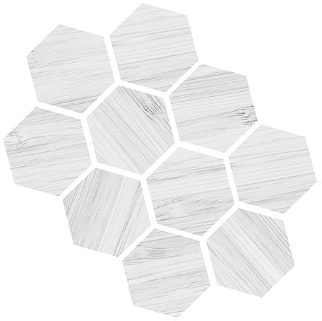 Vaguelly 10pièces Autocollants Sol Hexagonaux Effet Bois Blanc Imperméables Antidérapants Décoratifs Pour Salle De Bain Mur Intérieur