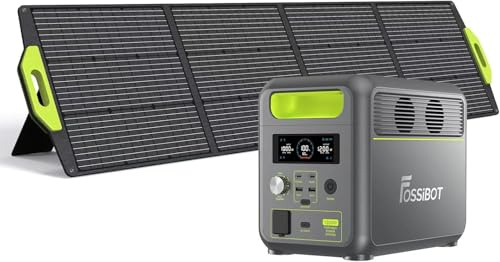 FOSSiBOT Stazione di alimentazione portatile con pannello solare da 200 W, generatore solare da 1024 Wh con uscita da 1200 W, batteria LiFePO4, ricarica rapida per campeggio, camper, off-grid