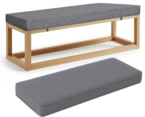 ZSWXF 5cm Dicke Sitzkissen Outdoor Leinenstoff Bankauflage Bankkissen Sitzauflage Stuhlkissen Bank Sitzbank Auflage Polster fur Banke Kissen Kissenauflage for Gardenbank,Grau,110 x 40 x 5 cm