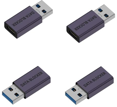 QIANRENON USB 3.0 a USB C Data Blindaje Adaptador USB 3.0 macho a USB tipo C hembra de carga Conector de carga 5 V 2 A USB A a C Data Shield Connector, carcasa Al para evitar fugas de datos, 4