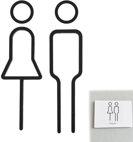 Panneau de Toilettes Autocollant WC Hommes Femmes, Stickers Signalisation WC en Acrylique Noir, Plaque de Porte pour Salle de Bain, Hôtel, Restaurant, Magasin, Public Toilettes