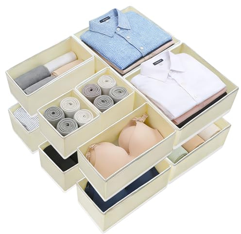PanicTix 12er Schubladen Kleiderschrank Organizer, Faltbare Kleidung Aufbewahrungsbox Stoff, Unterwäsche Organizer Schublade, Schrank Schubladentrenner für BHS, Socken, Krawatten