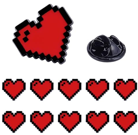 NBEADS 12 Stück Herz Emaille Anstecknadel, 1.4x1.5cm Große Rote Herzbrosche Valentinstags Anstecknadeln Für Jacken Rucksäcke Hüte Taschen Und Andere Bekleidung