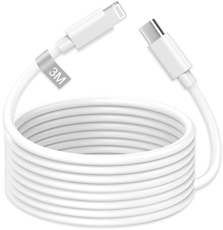 Cable Lightning USB C 3m, [Apple Certificado MFi] Cable iPhone Lightning Blanco cable lightning USBC Cabo iPhone a Tipo c para Apple iphone 14/13/12/11/Pro/Pro Max/Plus/mini/8/7/6/5/5S/SE/XS/X/XR,iPad