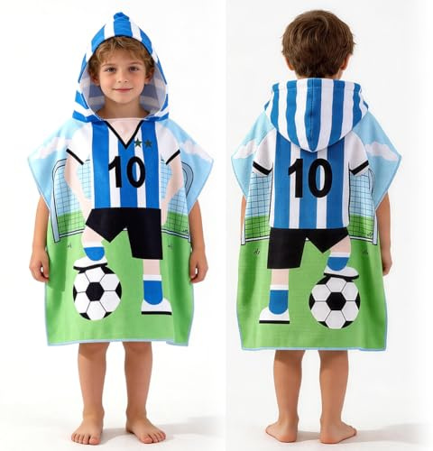 HTGWCG Kids Football Hooded Towel, Poncho Towel for Boys,One Size