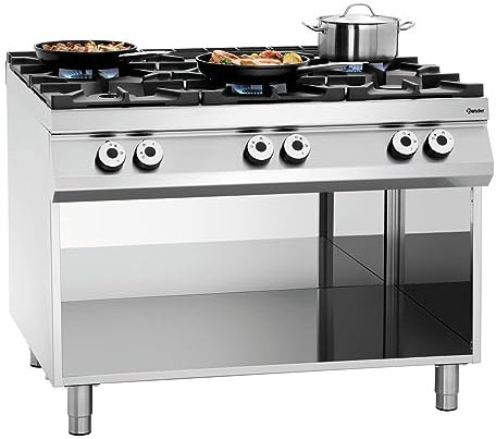 Bartscher 6 Flammen Gasherd 900 Master mit offenem Unterbau | Gastronomiebedarf